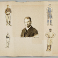 [Scrapbook page by Kent B. Anderson, RC Class of '16.  Photographs of Athletic Director and Coach Frank M. Dobson].